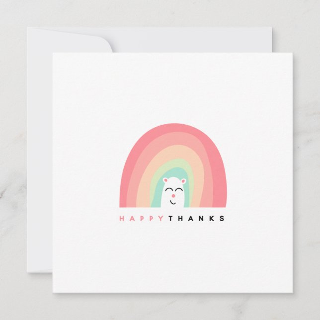 Glad Tack Cute Regnbåge Djur Personlig Kort (Framsida)