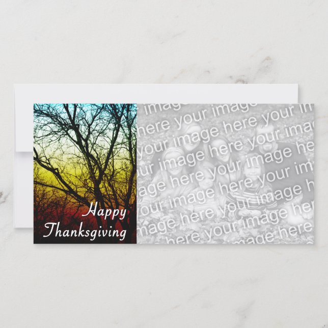 glad tack till Thanksgiving (spökträd) Julkort (Framsida)
