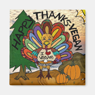 Glad tack vegan tack till Thanksgiving kalkon Magnet