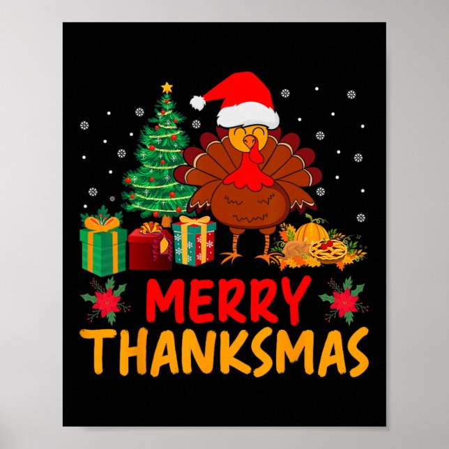 Glad Tackmas jul tackgivelse Turkiet Tomte Poster (Framsidan)