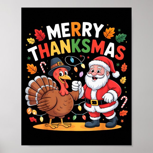 Glad Tackmas Kalkon Tomte Tackgivelse Jul Poster (Framsidan)