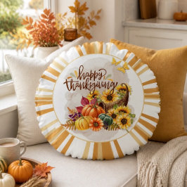 Glad tacks till Thanksgiving Rund Kudde