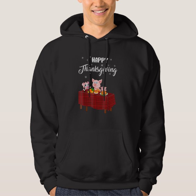 Glad tacksägelsedag  grisar hoodie (Framsida)