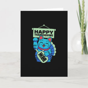 Glad tacksägelsedag Maneki Neko Lucky Cat japansk Kort