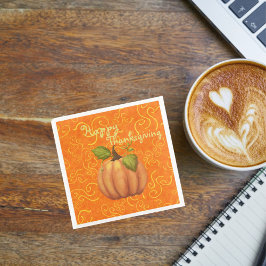 Glad tacksägelsedag Orange och gula virvlar Pappersservett