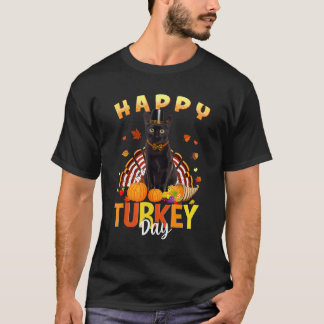 Glad tacksägelsedag svart katt tacksägelsedag t-sh t shirt
