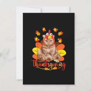 Glad tacksägelsedag T-shirt Katt Kalkon Juldag Te Inbjudningar