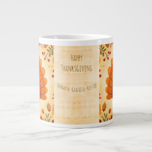 Glad tacksägelsedag, Vintage Turkiet, Tacksam Gall Jumbo Mugg