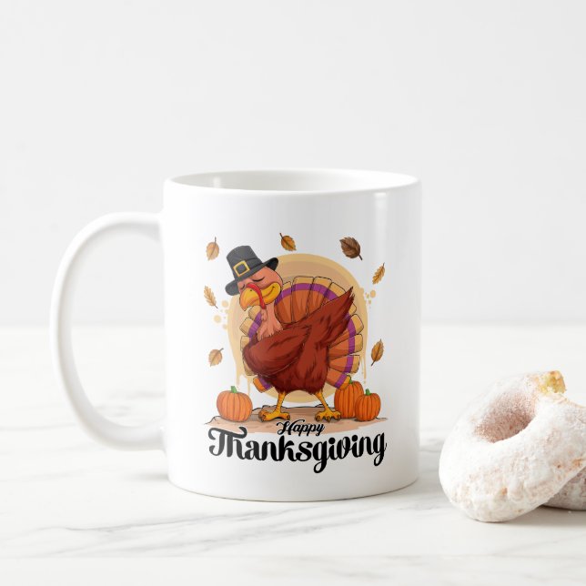 Glad tacksägelsedags kaffemugg (Med munk)