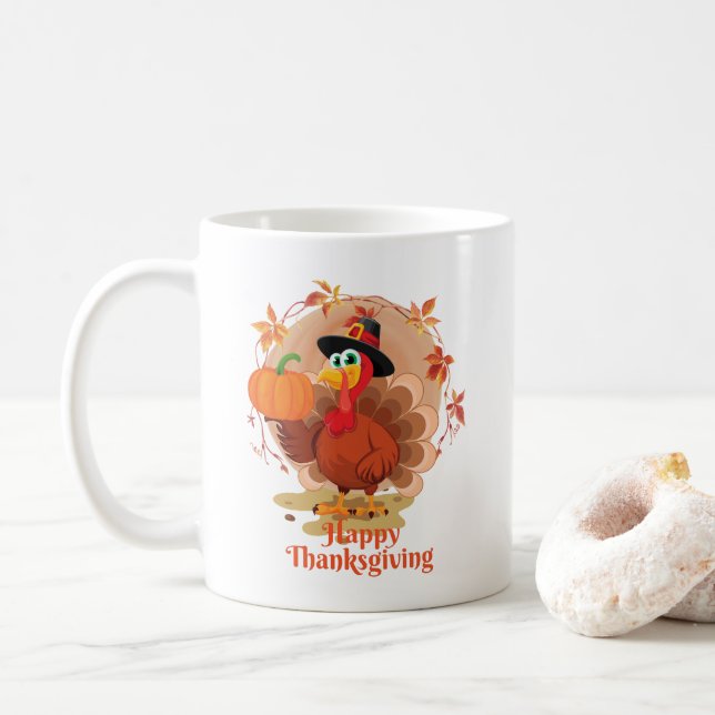 Glad tacksägelsedags kaffemugg (Med munk)