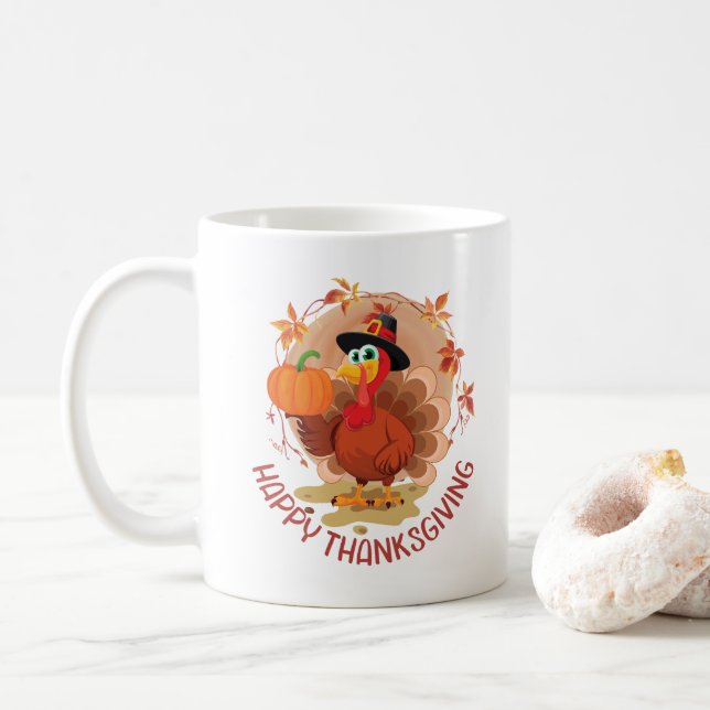Glad tacksägelsedags kaffemugg (Med munk)