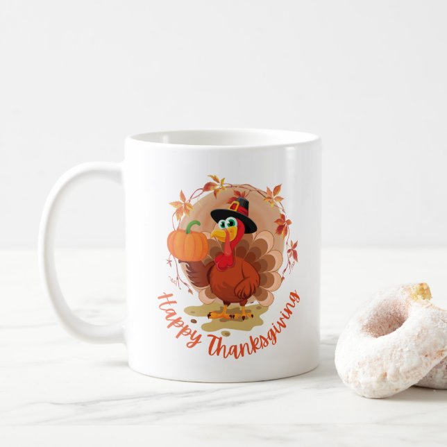 Glad tacksägelsedags kaffemugg (Med munk)