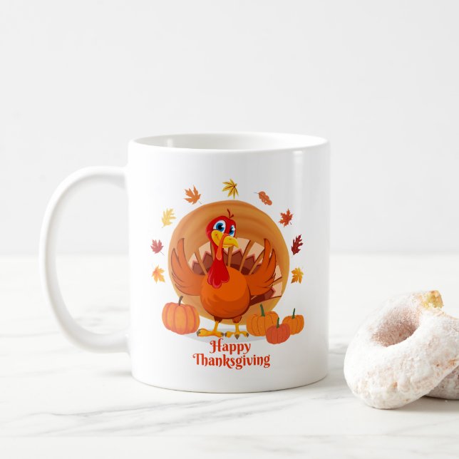 Glad tacksägelsedags kaffemugg (Med munk)