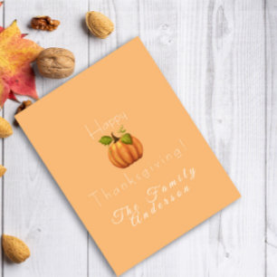 Glad tacksägelsedags pumpa akvarell ljus orange kort