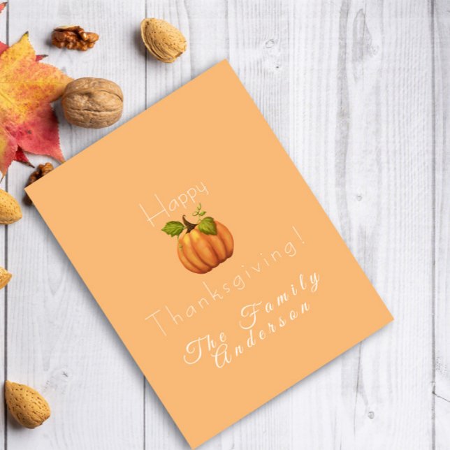 Glad tacksägelsedags pumpa akvarell ljus orange kort (Skapare uppladdad)