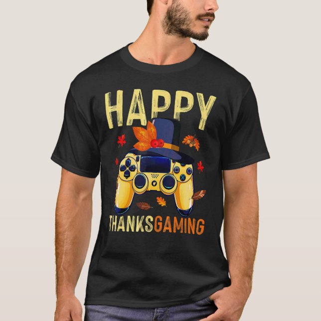 Glad tacksägelsedags TV-spelskontroll pilgrim C T Shirt (Framsida)