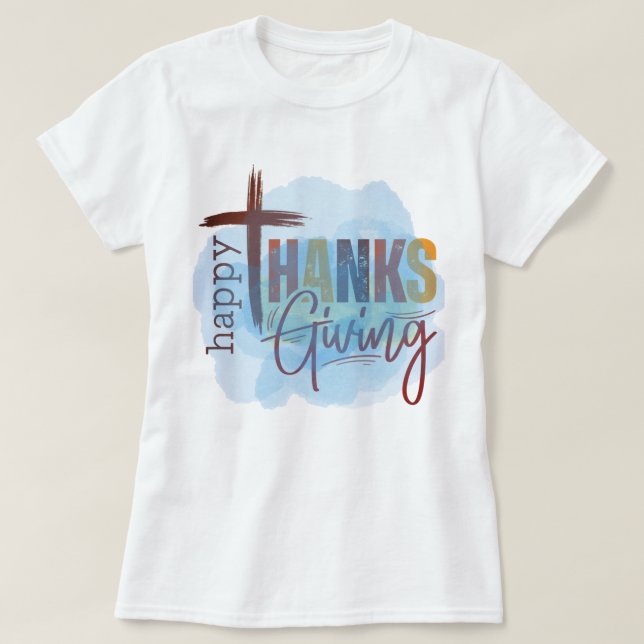 Glad tacksamhets-sweatshirt | Mysig höstkläder T Shirt (Design framsida)