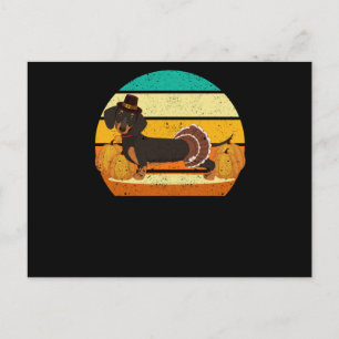 Glad tacksamhetsdag dachshund kalkon dag höst kul vykort