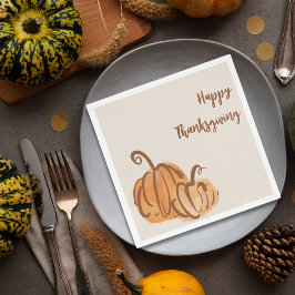 Glad tacksamhetsdag Rustic Watercolor Pumpkin Pappersservett