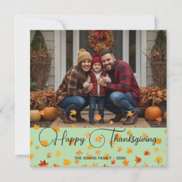 Glad tacksavgiftsdag| familj tacksgiving fotokort tack kort