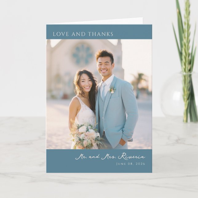 Glad Teal Modern Foto Tack Kort (Framsida)