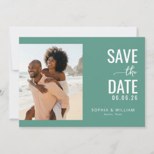 Glad Teal Modern Fotografi Spara Datumet