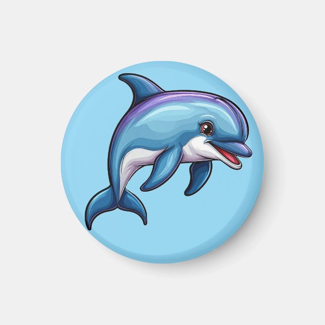 Glad Tecknad Delfin Magnet (Framsidan)