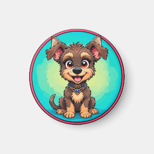 Glad tecknad hund magnet