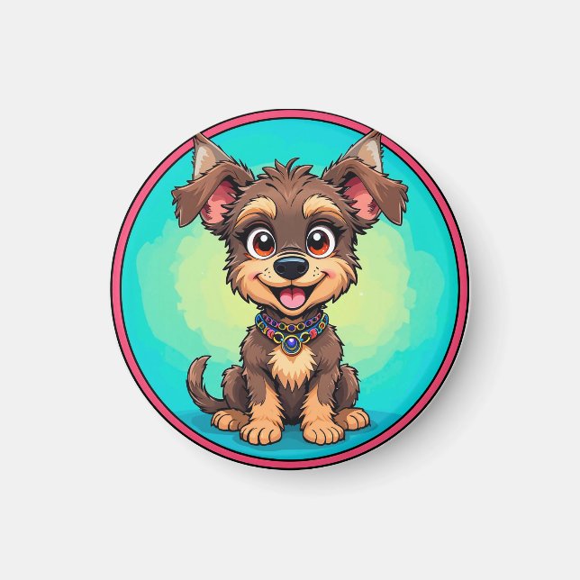 Glad tecknad hund magnet (Framsidan)