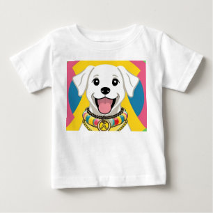 Glad tecknad hund med färgglatt halsband t shirt