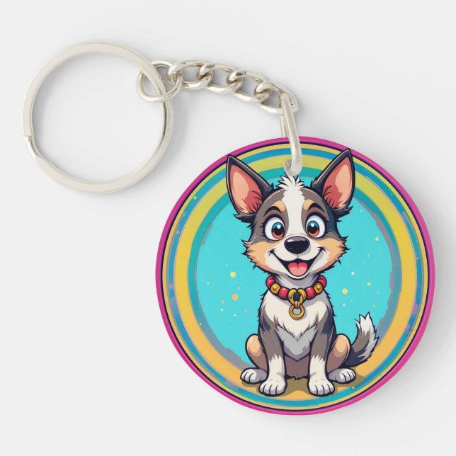 Glad Tecknad Hund Söt Lycklig Husdjur Design (Framsidan)