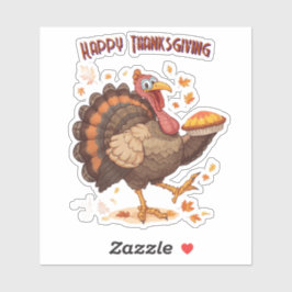 Glad tecknad kalkon Thanksgiving-dekalj Klistermärken