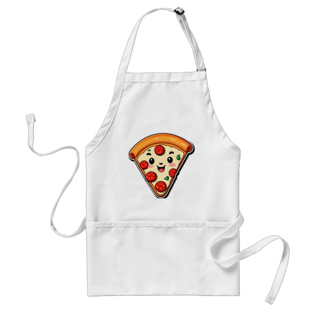 Glad tecknad pizza med pepparoni förkläde (Framsidan)