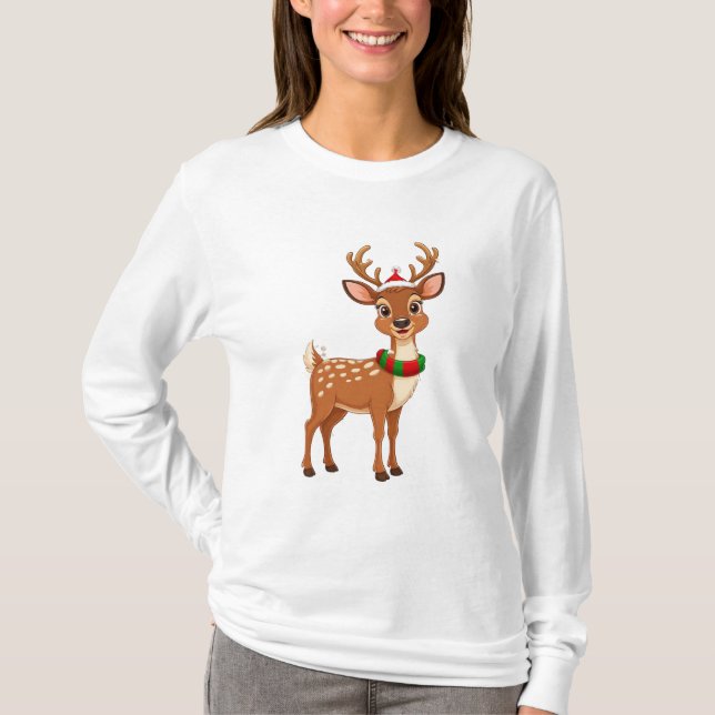 Glad tecknad ren t shirt (Framsida)