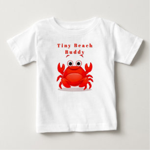 Glad Tecknad Röd Krabba 🦀Söt Havsbaby T Shirt