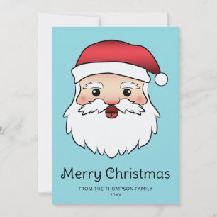 Glad tecknad Santa Claus-huvud med anpassad text Julkort