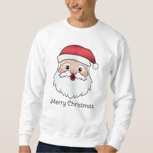 Glad tecknad Santa Claus-huvud med anpassad text Lång Ärmad Tröja
