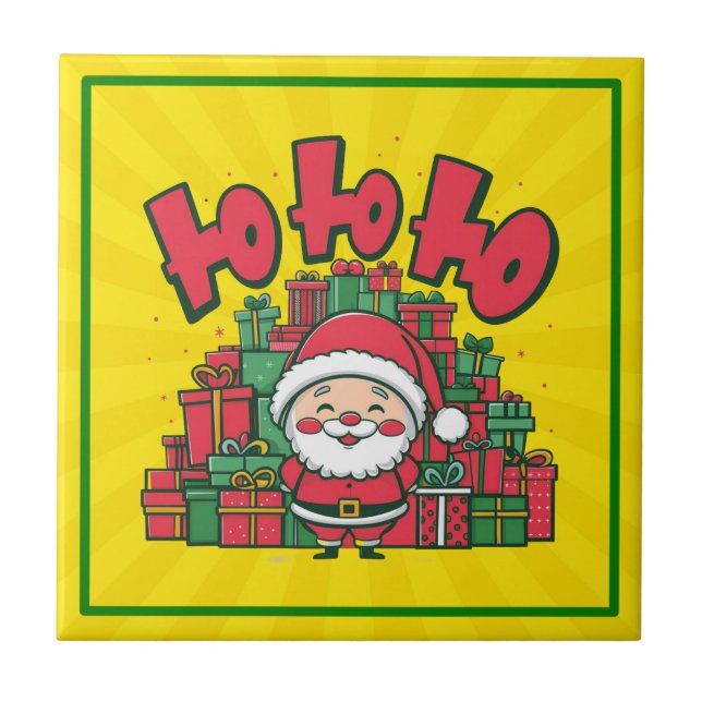 Glad tecknad tomte jul kakelplatta (Framsidan)