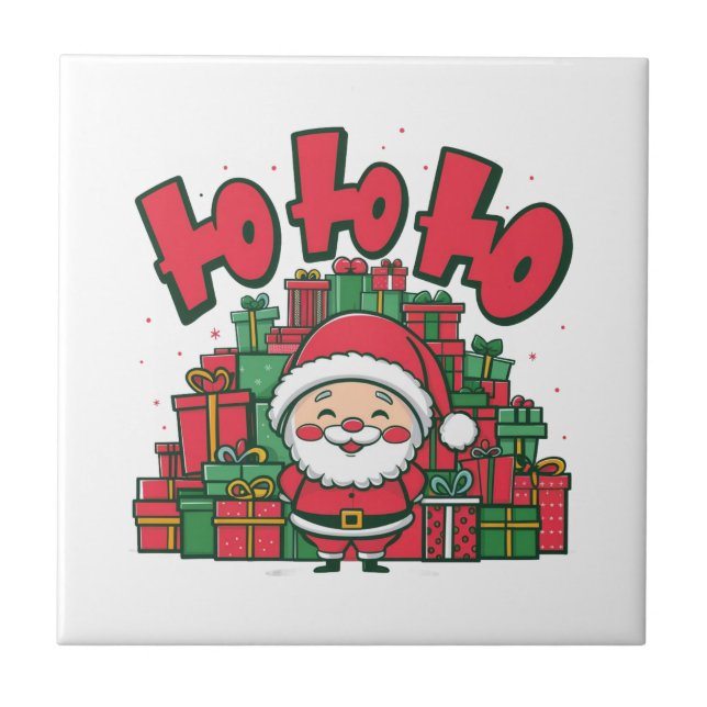 Glad tecknad tomte jul kakelplatta (Framsidan)