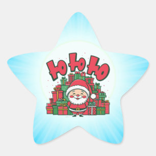 Glad tecknad tomte jul stjärnformat klistermärke