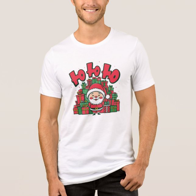 Glad tecknad tomte jul t shirt (Framsida)
