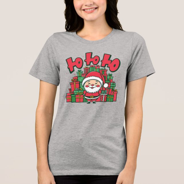 Glad tecknad tomte jul t shirt (Framsida)