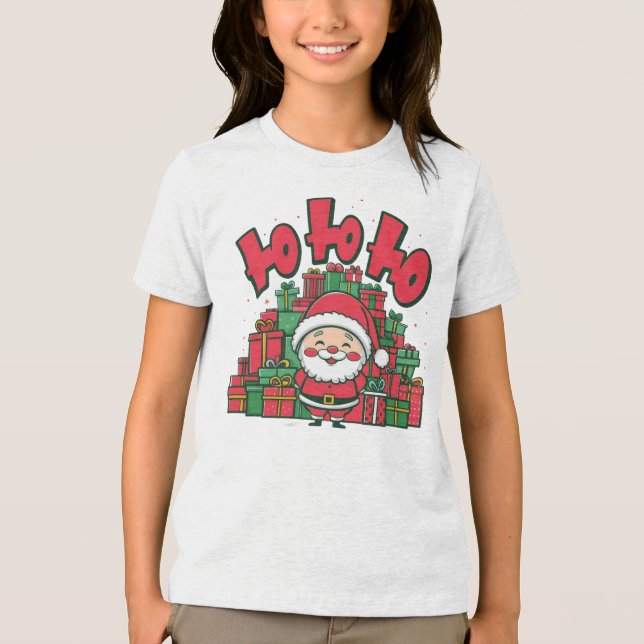 Glad tecknad tomte jul t shirt (Framsida)