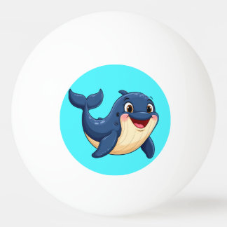 Glad tecknad val simmar pingisboll