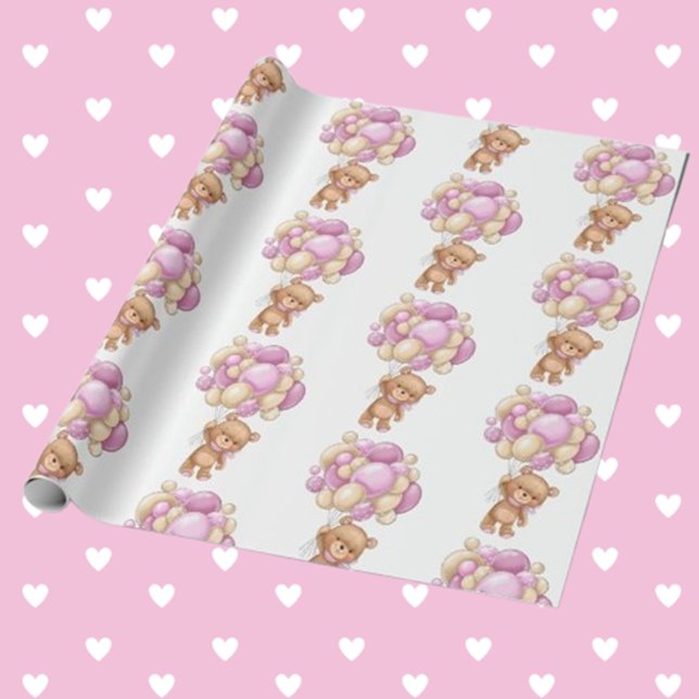 Glad Teddybjörn Rosa Bebis Shower  Presentpapper (This shower is not just about welcoming a baby; it’s about celebrating the beginning of her story,)