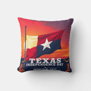 Glad Texas Självständighetsdag 1836 Konst Kudde
