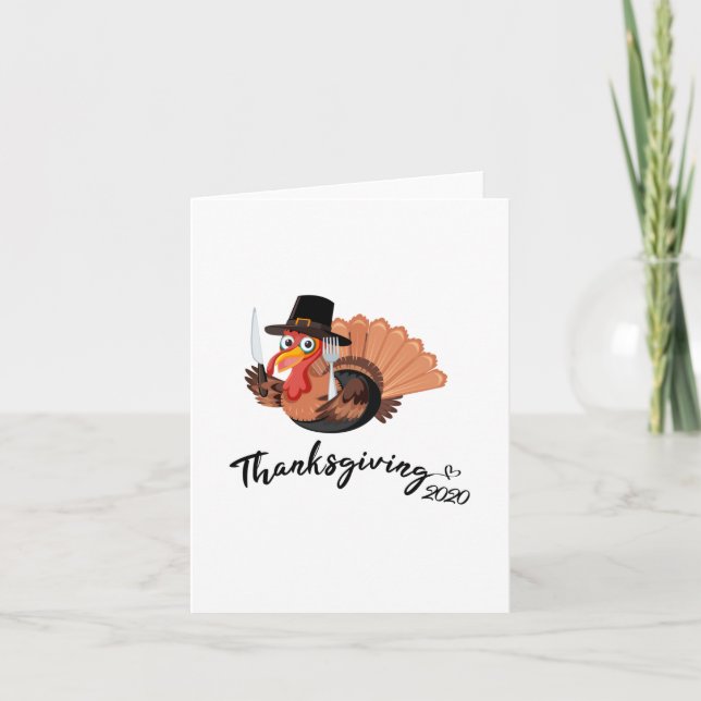 Glad Thanksgiving 2020 Rolig Kalkon Thanksgiving Tack Kort (Framsida)