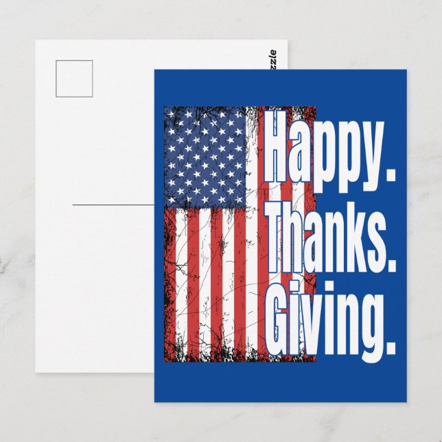 Glad Thanksgiving amerikansk flagga  Vykort (Fram/baksida)