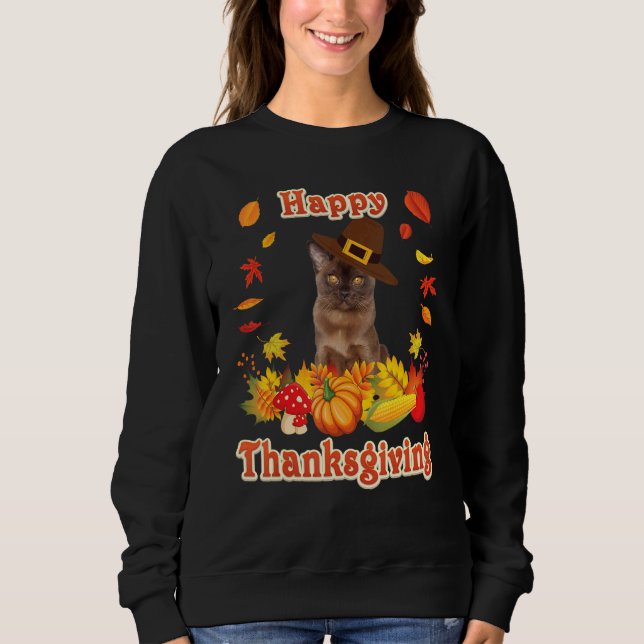 Glad Thanksgiving Burmes Katt Jag Är Tacksam För M T Shirt (Framsida)