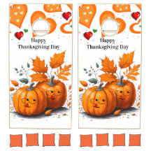 Glad Thanksgiving Cornhole Set Pumpa Hjärtan